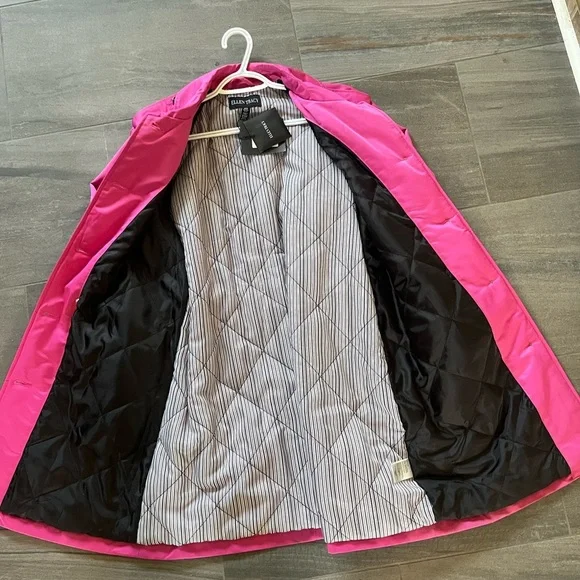 NWT Ellen Tracy Women's Vibrant Pink Trench Coat - Picture 6 of 8